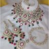 Splendid Rani Pink and Green Bridal Designer Necklace Set for a Wedding and Reception