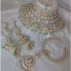 Captivating Baby Pink and Mint Green Bridal Designer Necklace Set for an Engagement and Reception