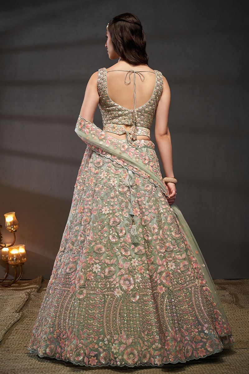 Smashing Sea Green Colored Designer Lehenga Choli