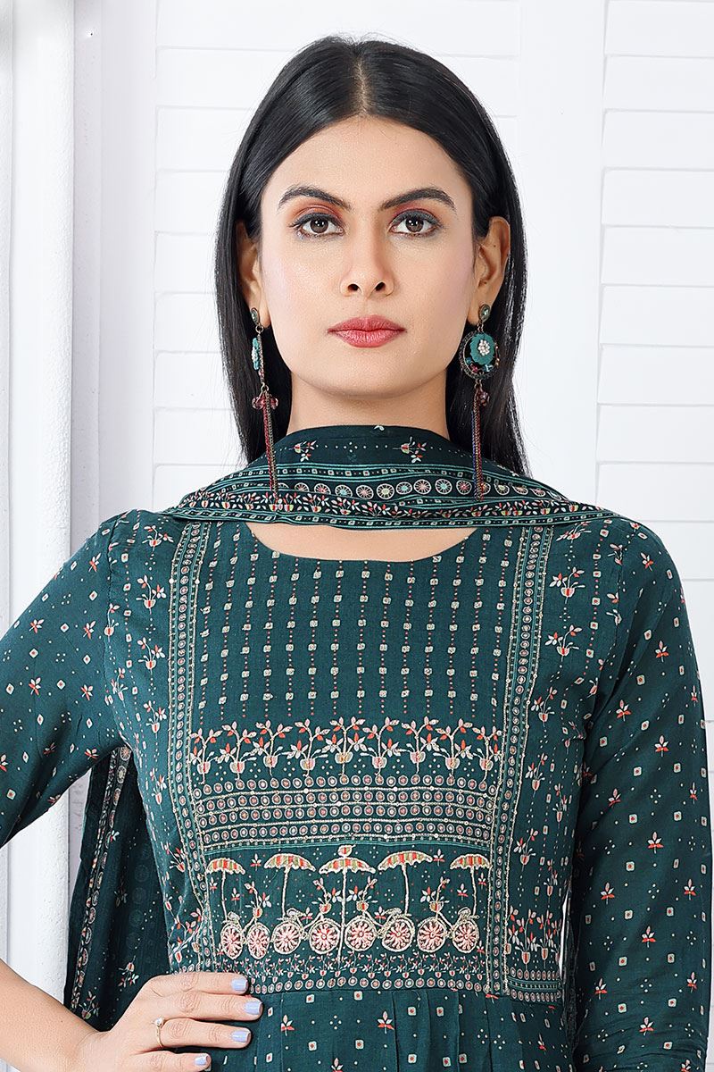 AwesomeTeal Art Silk Designer Anarkali Suit for a Party, and Festival