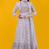 DashingOff-White Art Silk Designer Anarkali Suit for a Party, and Festival