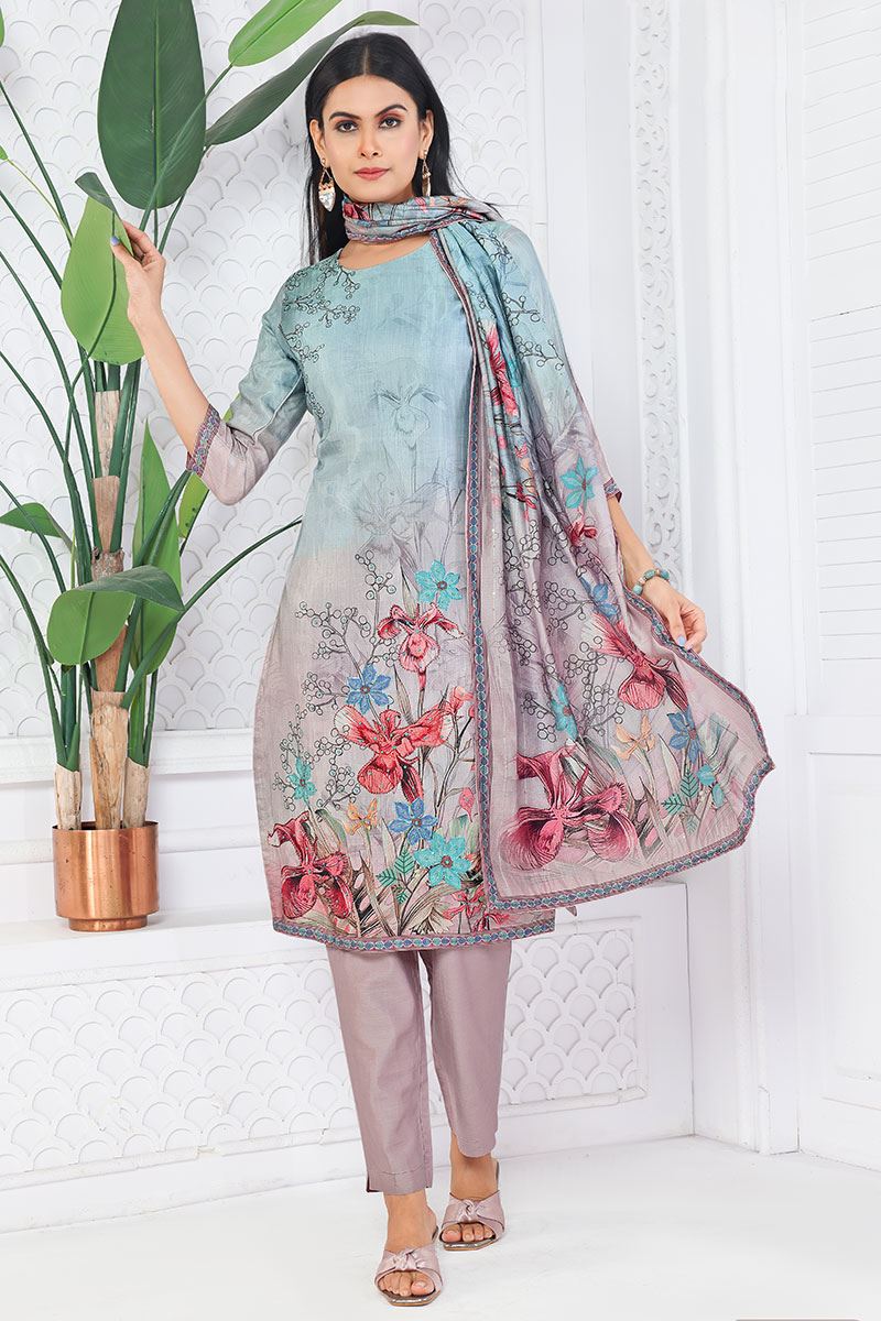 Fashionable Art Silk Designer Straight Cut Suit for Party and Festival