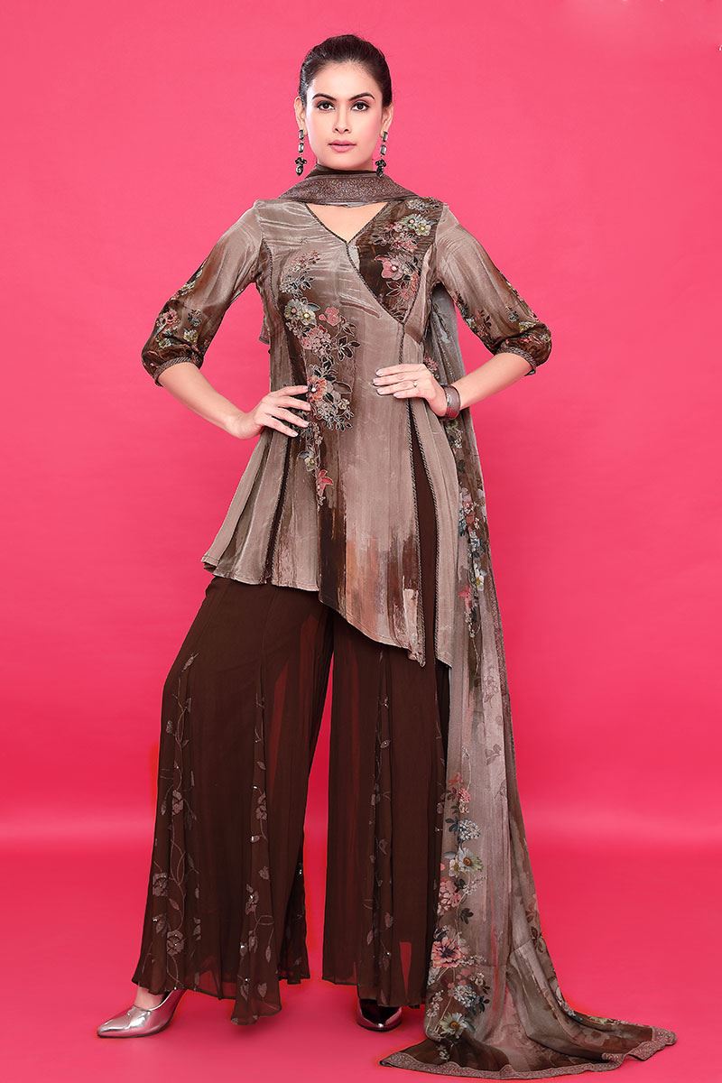 LovelyBrown Designer Palazzo Suit for Party