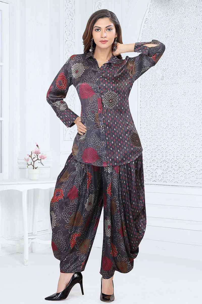Irresistible Grey and Black Designer Patiala Style Suit for Party