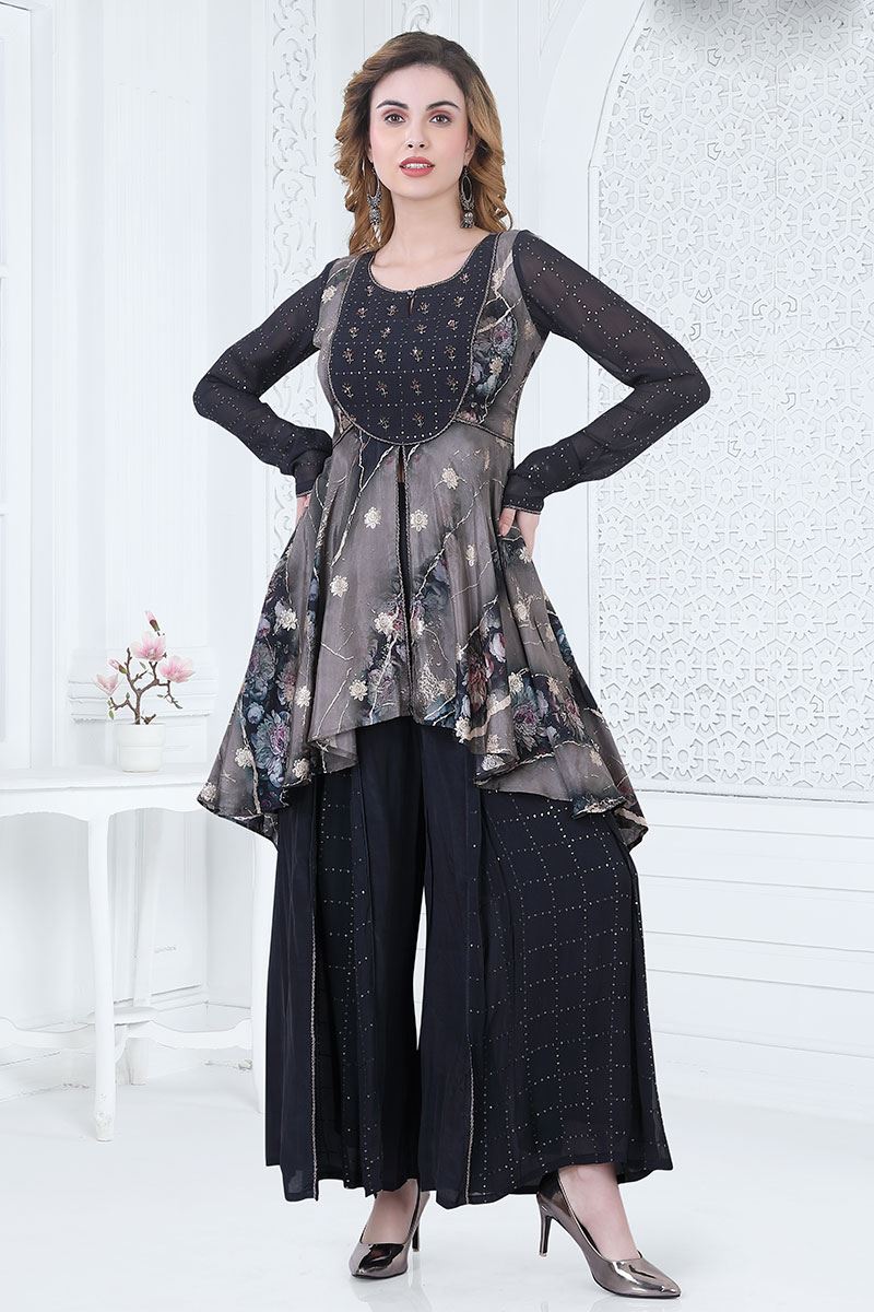 GorgeousBlack Designer Palazzo Suit for Party