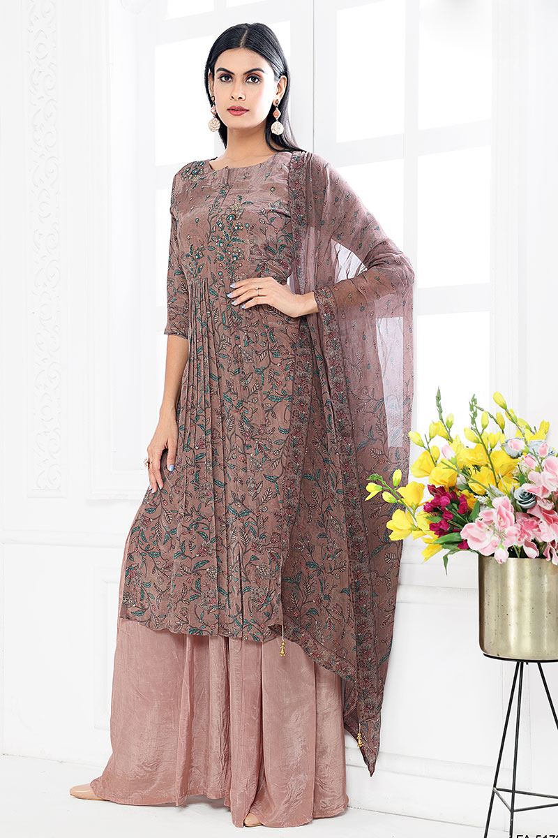 AttractiveBrown Designer Palazzo Suit for Festival and Party
