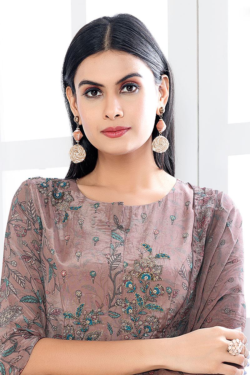 AttractiveBrown Designer Palazzo Suit for Festival and Party