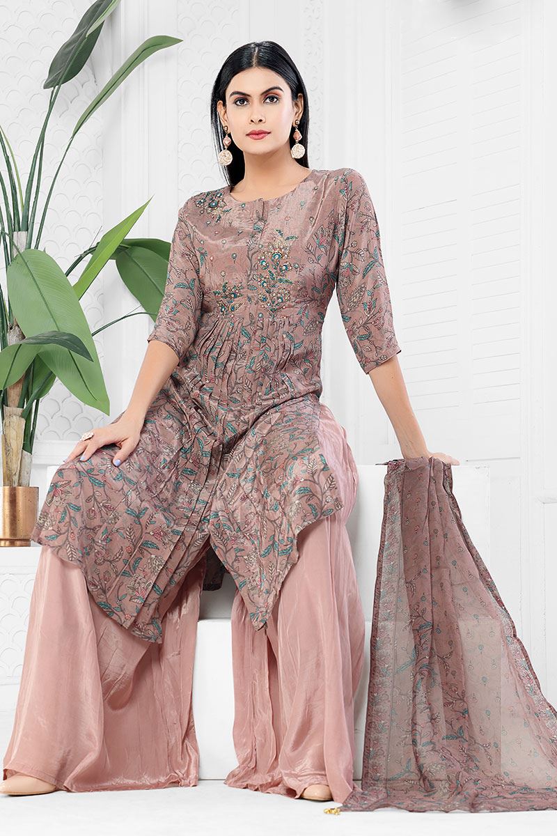 AttractiveBrown Designer Palazzo Suit for Festival and Party