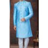 Appealing Sky Blue Designer Indo-Western Sherwani for Engagement and Reception