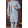 Fashionable Grey Designer Indo-Western Men’s Wear for Reception, Engagement, and Party