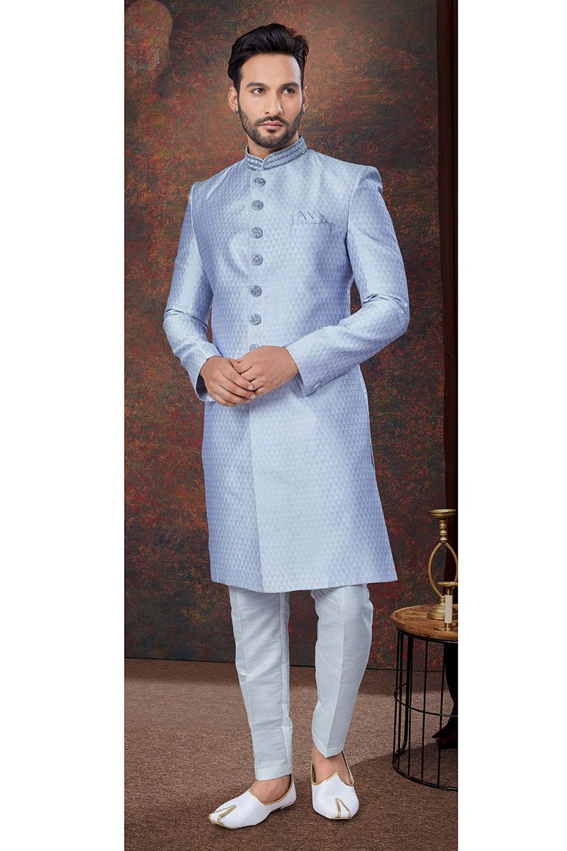 Magnificent Light Lavender Designer Indo-Western Sherwani for Engagement and Reception