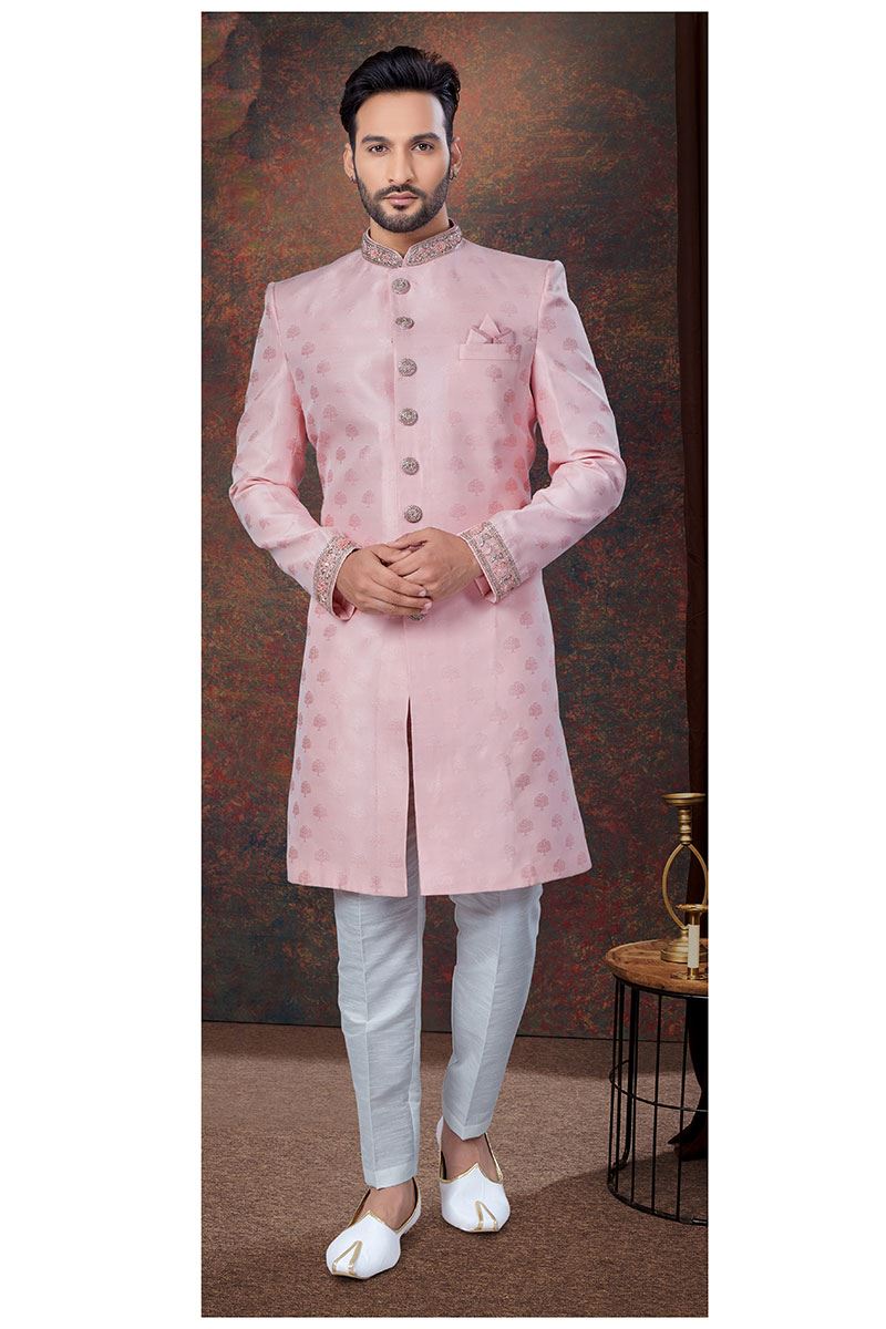 Splendid Pink Designer Indo-Western Sherwani for Engagement and Reception