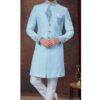 Charismatic Sky Blue Designer Indo-Western Sherwani for Engagement and Reception