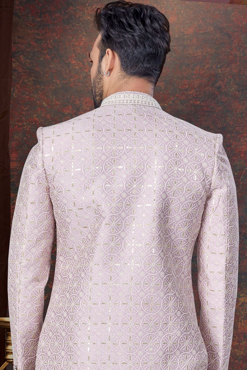 Enticing Light Lavender Designer Indo-Western Sherwani for Engagement and Reception
