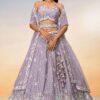 Smashing Mauve Designer Indo-Western Lehenga Choli for Reception and Engagement