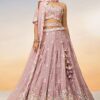Splendid Rose Gold Designer Indo-Western Lehenga Choli for Reception and Engagement