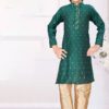 Delightful Green Colored Designer Kid’s Kurta Pajama Set for Festivals and Party