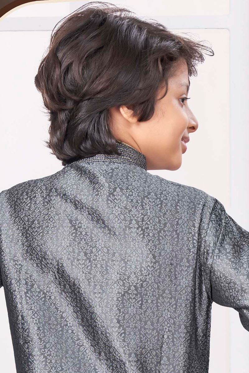 Artistic Grey Colored Designer Kid’s Kurta Pajama Set for Festivals and Party
