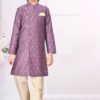 Enticing Wine Colored Designer Kid’s Kurta Pajama Set for Festivals, Engagements, Reception, and Party