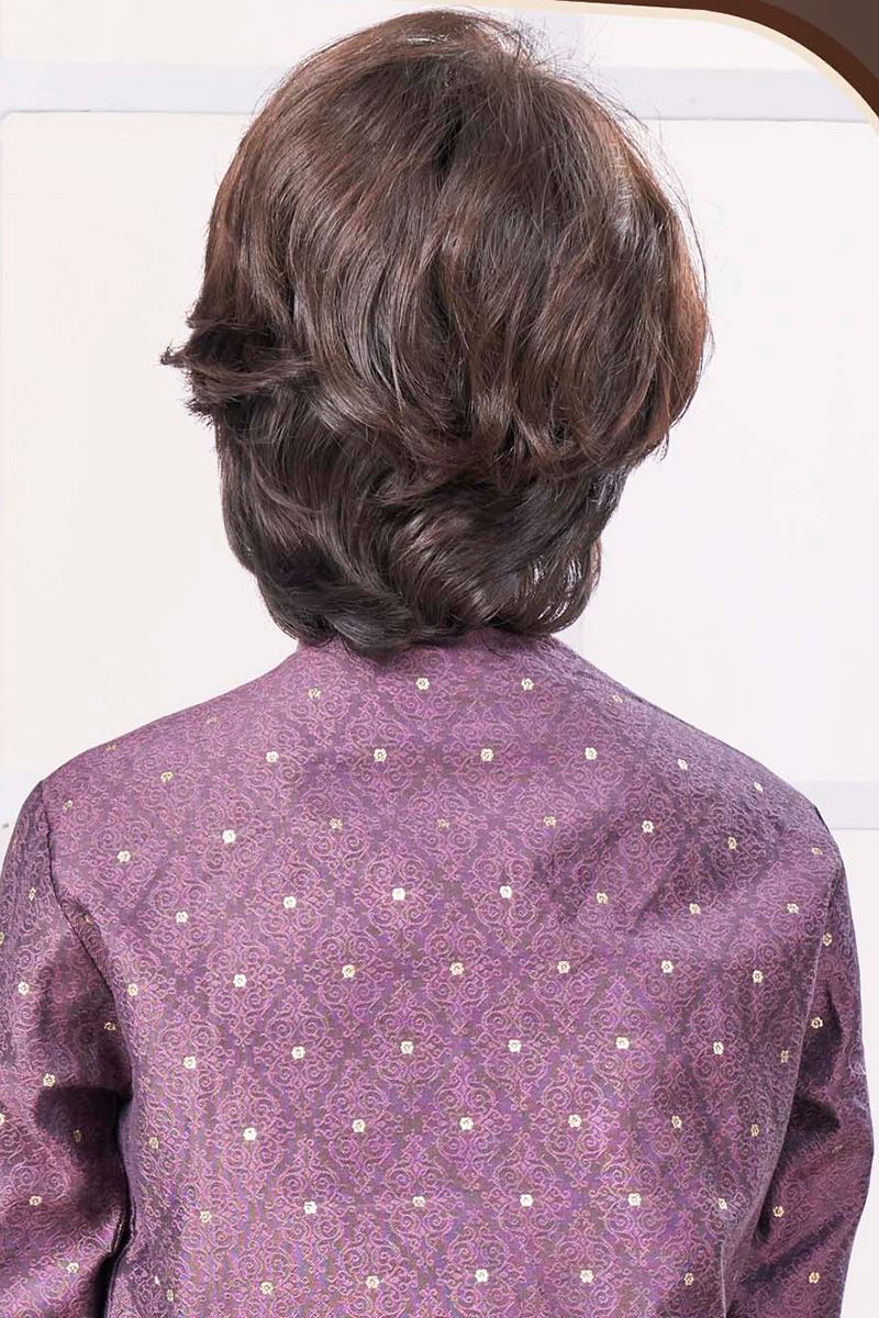 Enticing Wine Colored Designer Kid’s Kurta Pajama Set for Festivals, Engagements, Reception, and Party