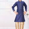 Aesthetic Navy Blue Colored Designer Kid’s Kurta Pajama Set for Festivals, Weddings, and Party