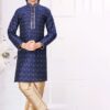 Exquisite Navy Blue Colored Designer Kid’s Kurta Pajama Set for Festivals, Weddings, and Party