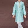 Classy Light Firozi Colored Designer Kid’s Kurta Pajama Set for Festivals, Engagement, Reception, and Party