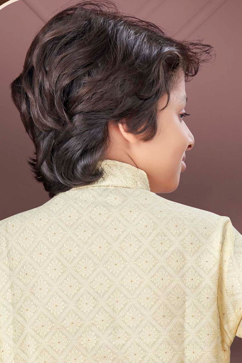 Majestic Gold Colored Designer Kid’s Kurta Pajama Set for Festivals, Engagements, Reception, and Party