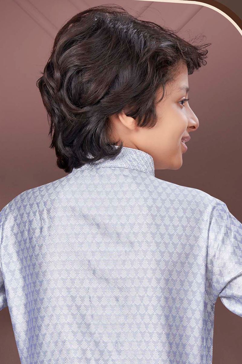 Magnificent Light Lavender Colored Designer Kid’s Kurta Pajama Set for Festivals, Engagements, Reception, and Party