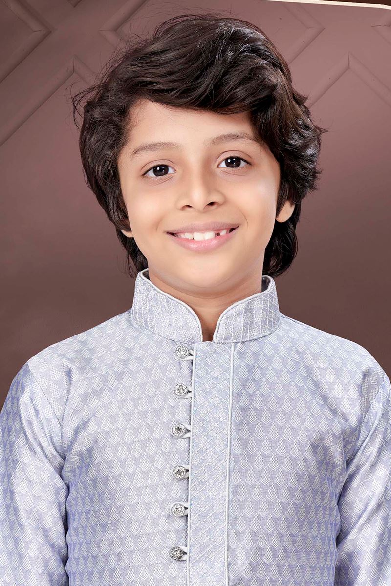 Magnificent Light Lavender Colored Designer Kid’s Kurta Pajama Set for Festivals, Engagements, Reception, and Party