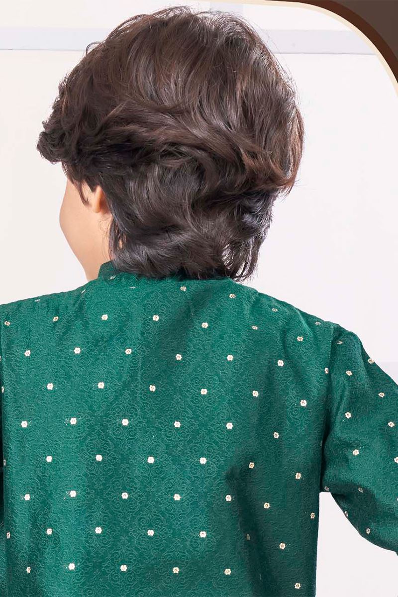 Elegant Green Colored Designer Kid’s Kurta Pajama Set for Festivals, Weddings, and Party