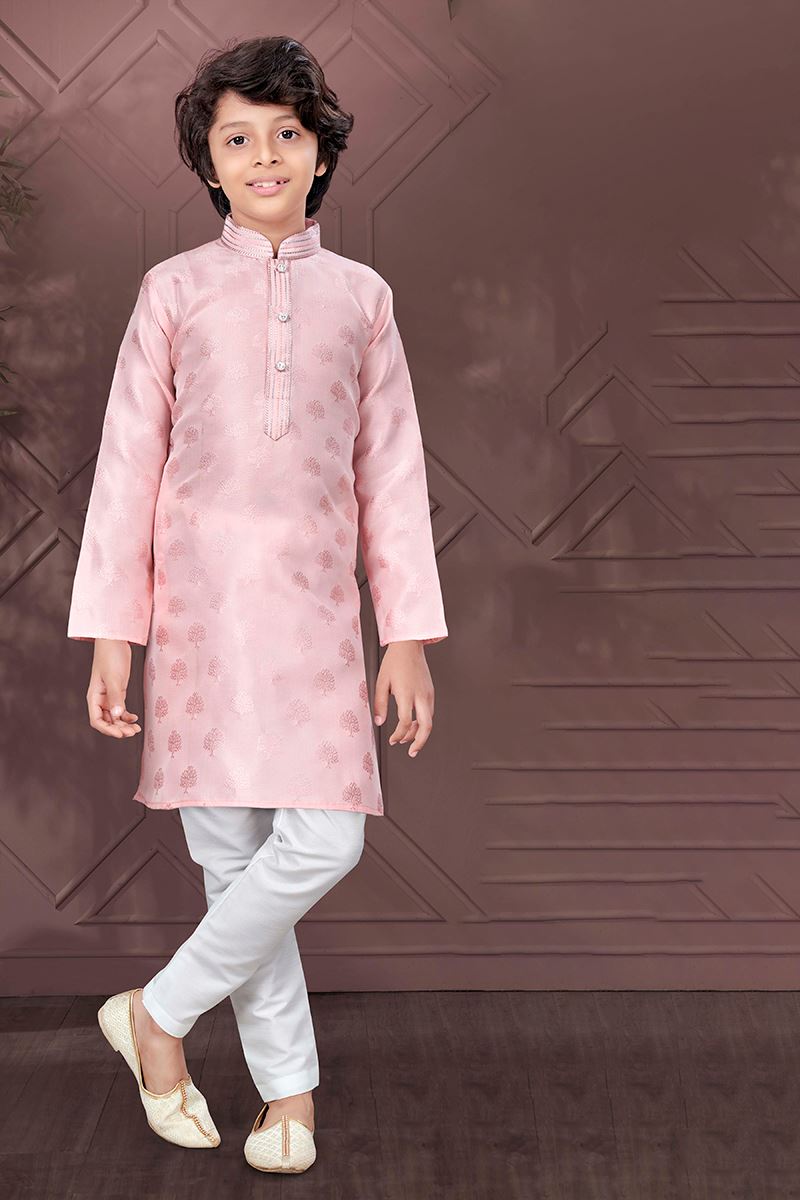Fancy Pink Colored Designer Kid’s Kurta Pajama Set for Festivals, Engagements, Reception, and Party
