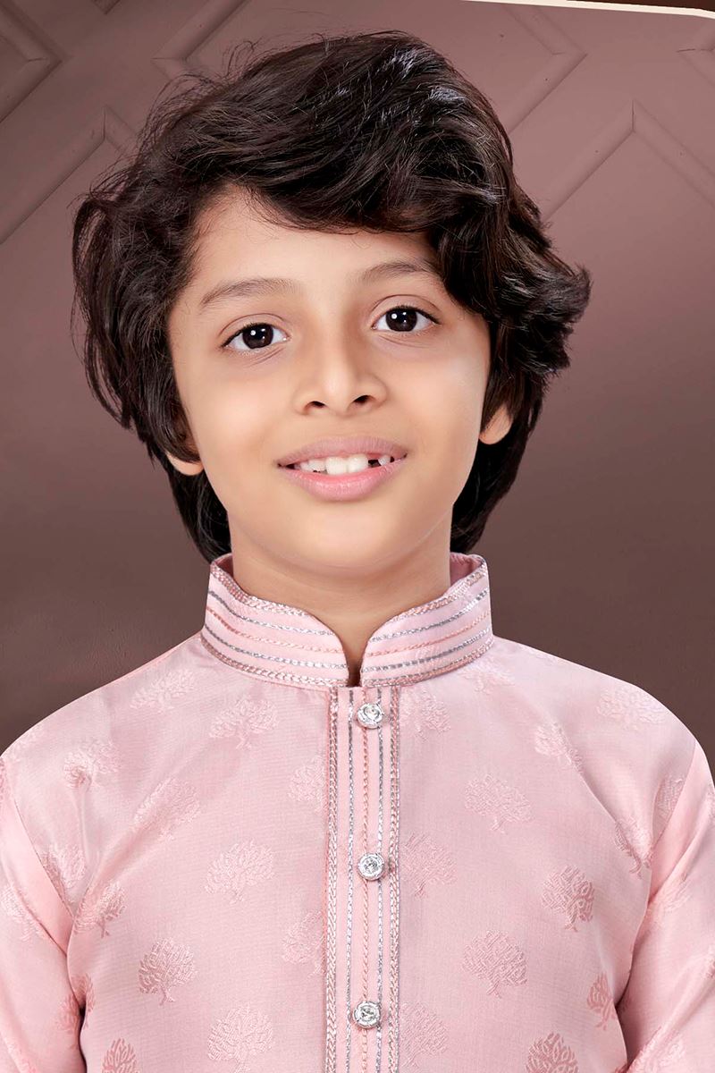 Fancy Pink Colored Designer Kid’s Kurta Pajama Set for Festivals, Engagements, Reception, and Party