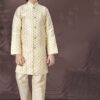 Marvelous Cream Colored Designer Kid’s Kurta Pajama Set for Festivals, Weddings, and Party
