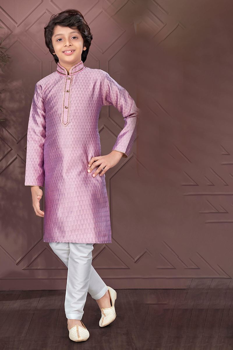 Captivating Light Purple Colored Designer Kid’s Kurta Pajama Set for Festivals, Engagement, Reception, and Party
