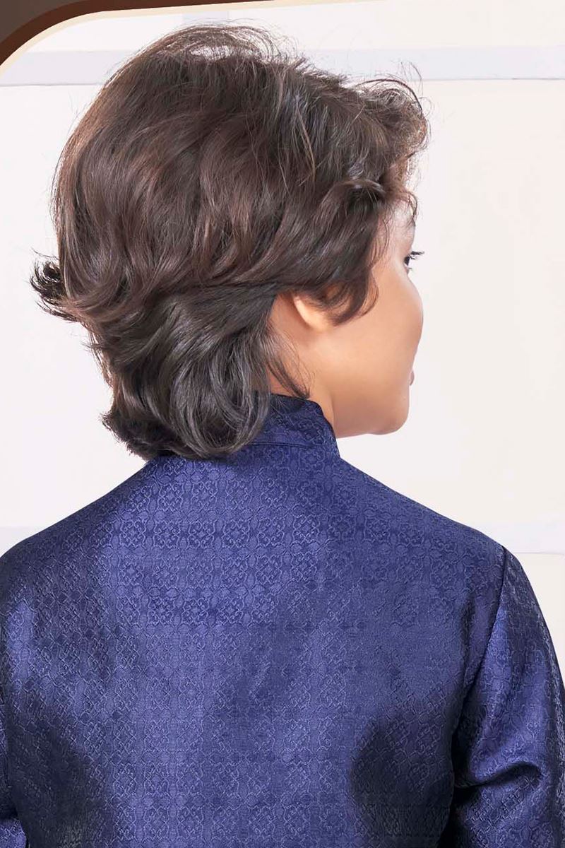 Magnificent Navy Blue Colored Designer Kid’s Kurta Pajama Set for Festivals, Wedding, and Party