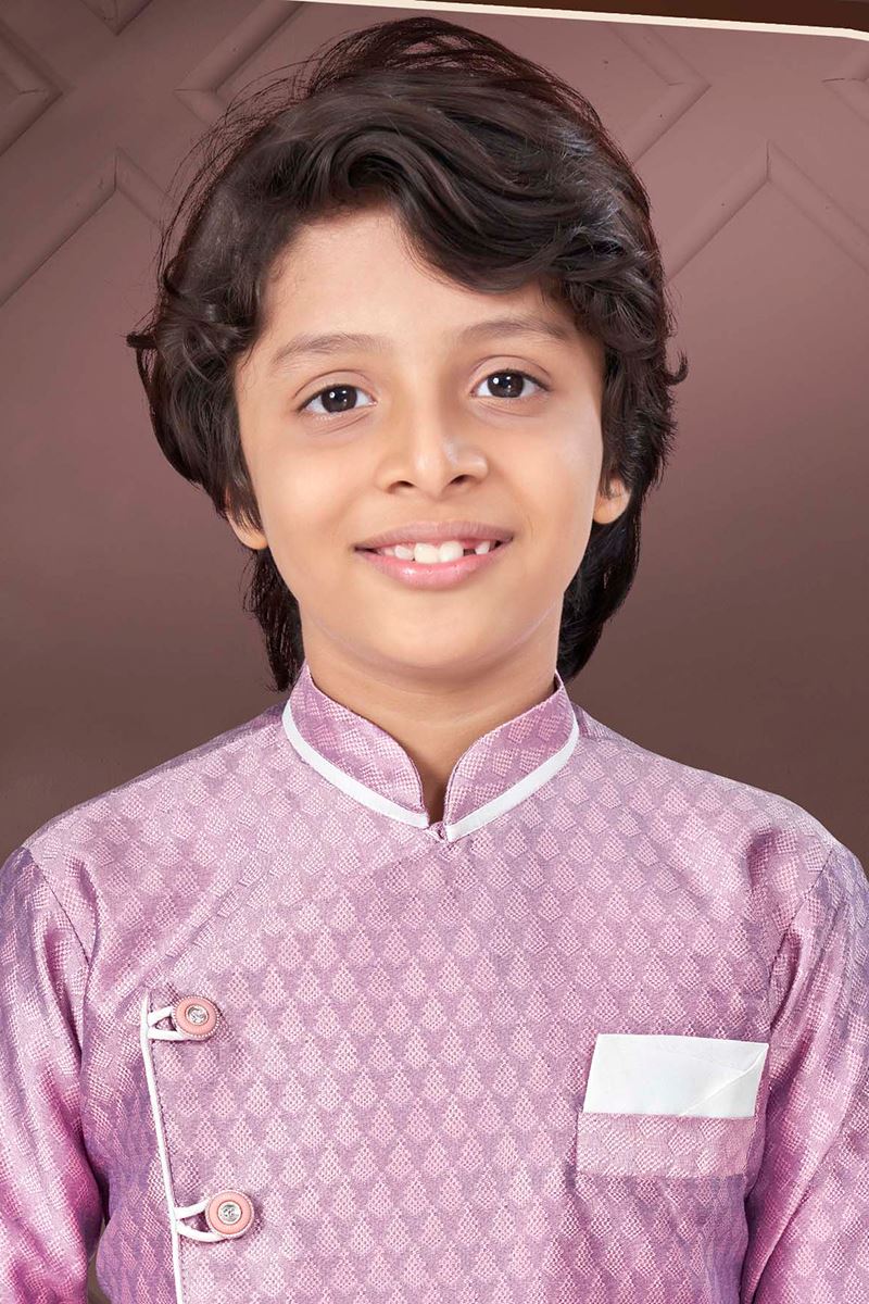 Fashionable Light Purple Colored Designer Kid’s Kurta Pajama Set for Festivals, Engagement, Reception, and Party