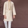 Charismatic Light Gold Colored Designer Kid’s Kurta Pajama Set for Festivals, Engagements, Reception, and Party