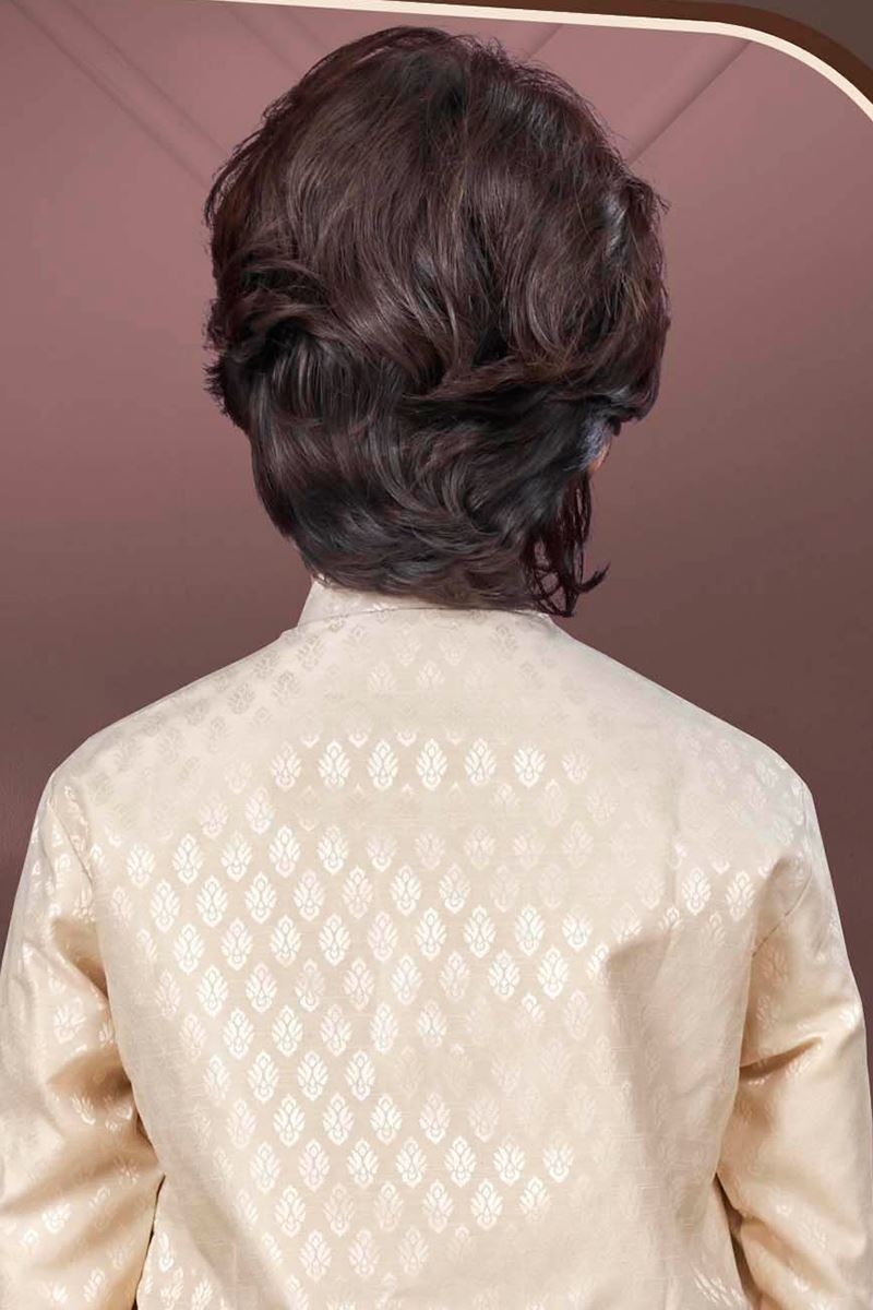 Appealing Cream Colored Designer Kid’s Kurta Pajama Set for Festivals, Engagement, Reception, and Party