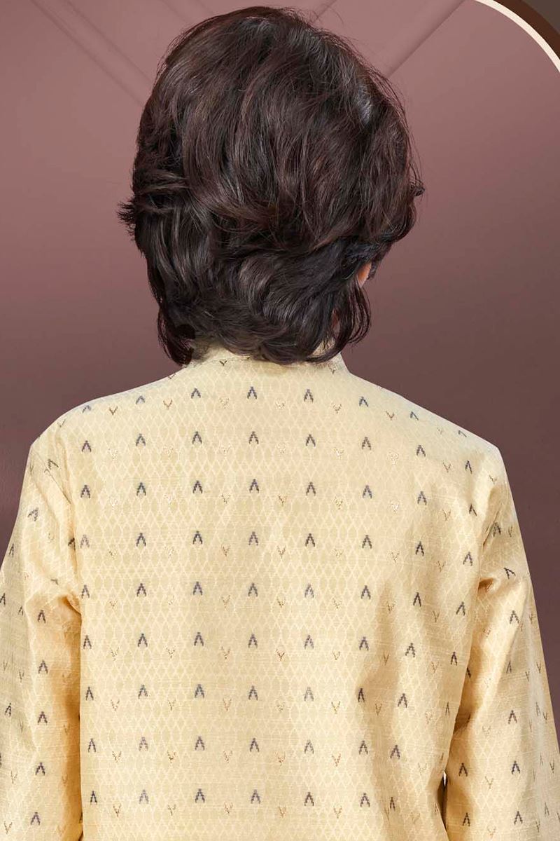 Exuberant Gold Colored Designer Kid’s Kurta Pajama Set for Festivals, Party