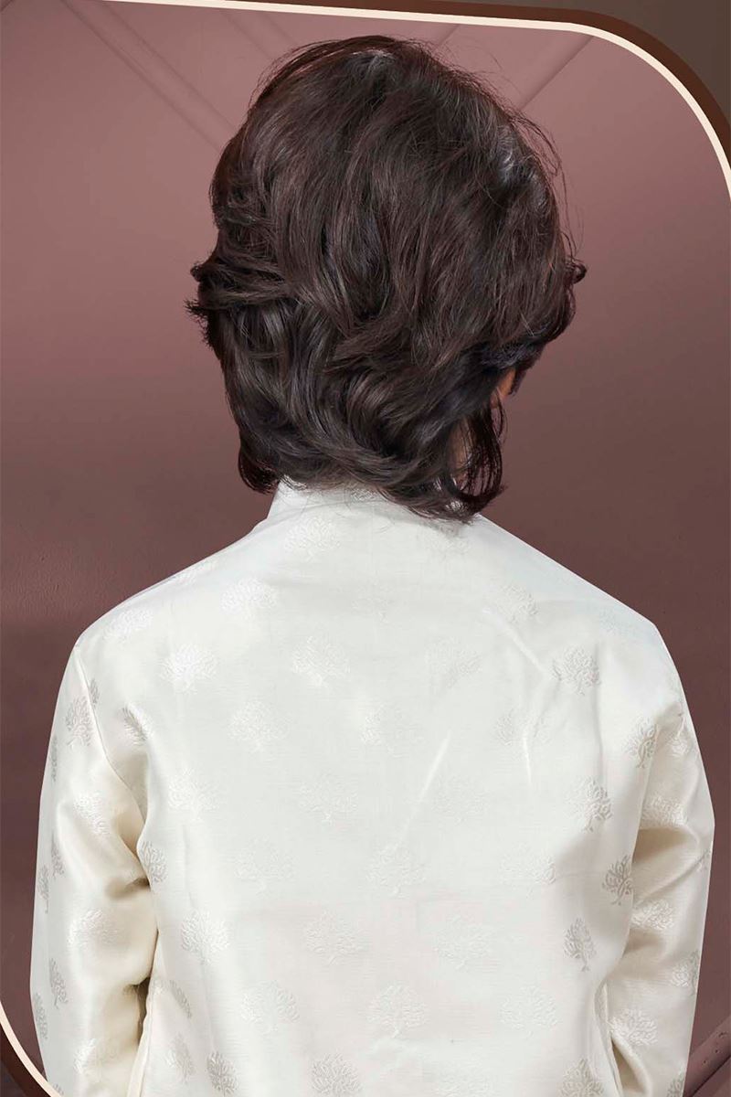 Charming Cream Colored Designer Kid’s Kurta Pajama Set for Festivals, Engagements, and Party