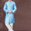Exquisite Sky Blue Colored Designer Kid’s Kurta Pajama Set for Festivals, Engagements, Reception, and Party