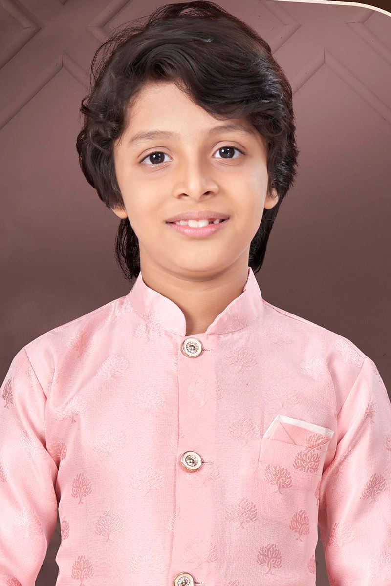 Attractive Pink Colored Designer Kid’s Kurta Pajama Set for Festivals, Engagements, Reception, and Party