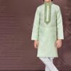 Vibrant Pista Colored Designer Kid’s Kurta Pajama Set for Festivals, Engagements, Reception, and Party
