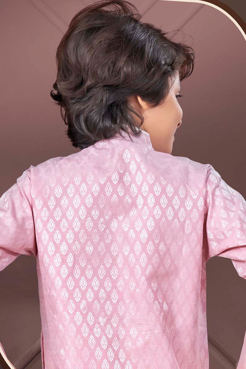 Enticing Light Pink Colored Designer Kid’s Kurta Pajama Set for Festivals, Engagements, Reception, and Party