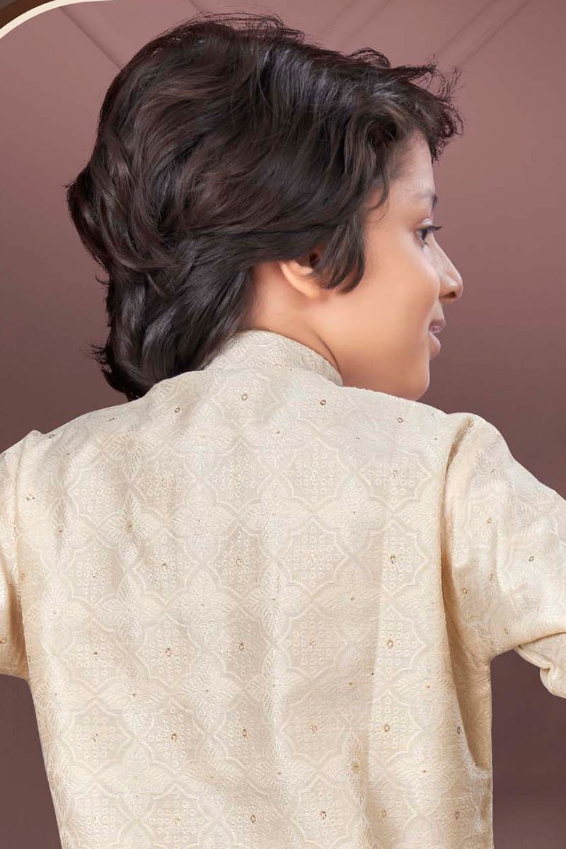 Awesome Gold Colored Designer Kid’s Kurta Pajama Set for Festivals, Engagements, Reception, and Party
