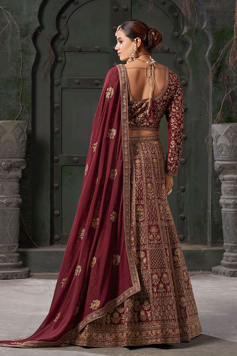 Heavenly Maroon Designer Bridal Lehenga Choli for Wedding and Reception