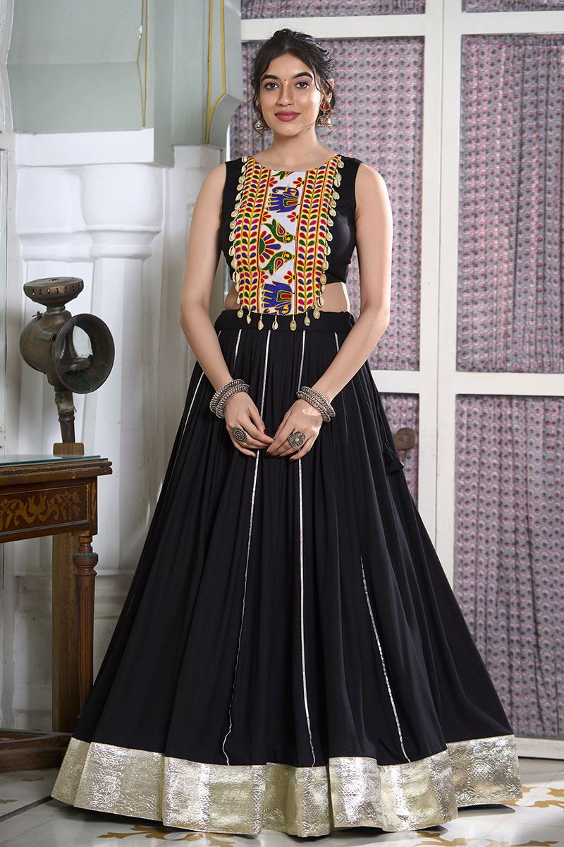 Enticing Black Designer Lehenga Choli for Navratri Festival