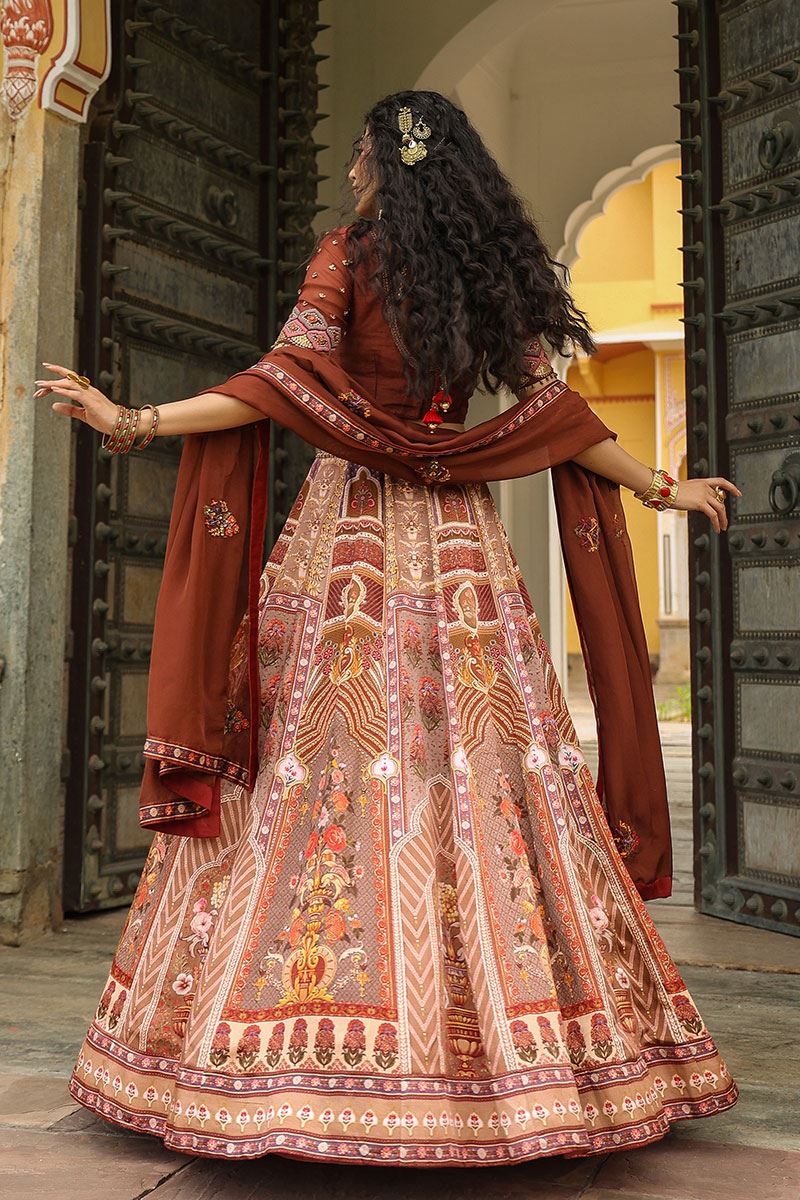 Splendid Brown Designer Lehenga Choli for Wedding and Reception