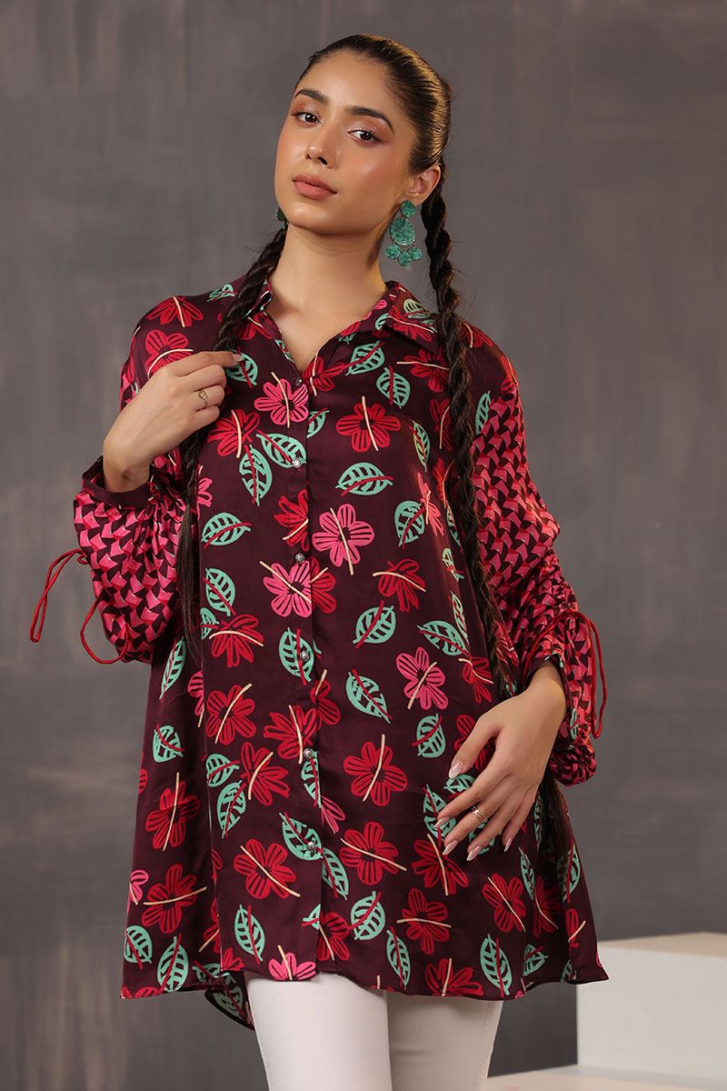 Appealing Maroon Designer Short Top for Casual Wear